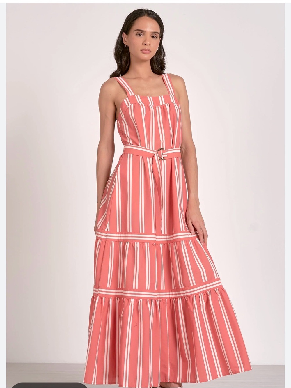 Elan Pink-Red Striped Summer Dress - Picture 2 of 9